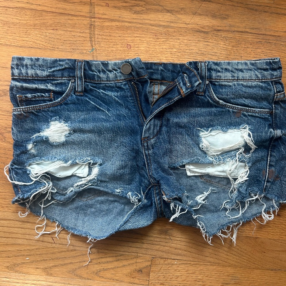 Blank NYC Distressed Blue Jean Shorts